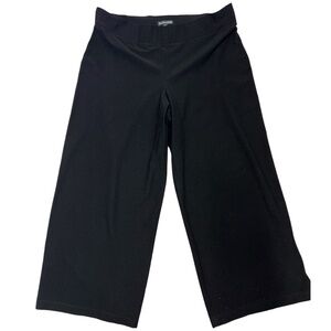Eileen Fisher Capris Pull On‎ Crepe Mid Waisted Wider Leg Stretch Crop Black M